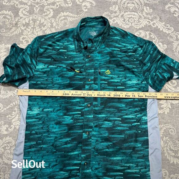 Loco Kaile Men's XL Green Graphic Print Fishing Shirt Short Sleeve - Picture 5 of 8